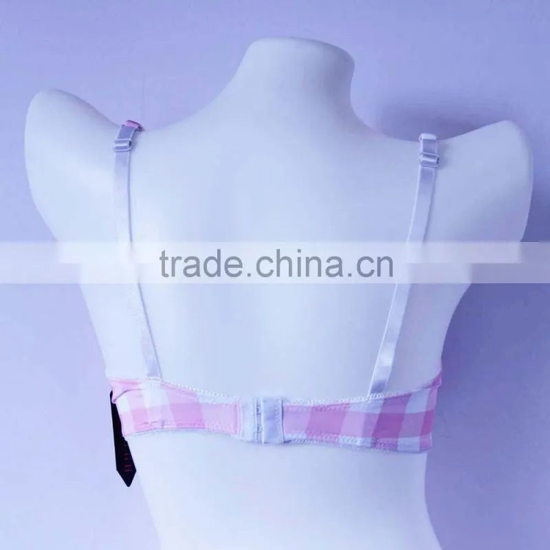 Lovely cotton bra with grid printing cute girls bra