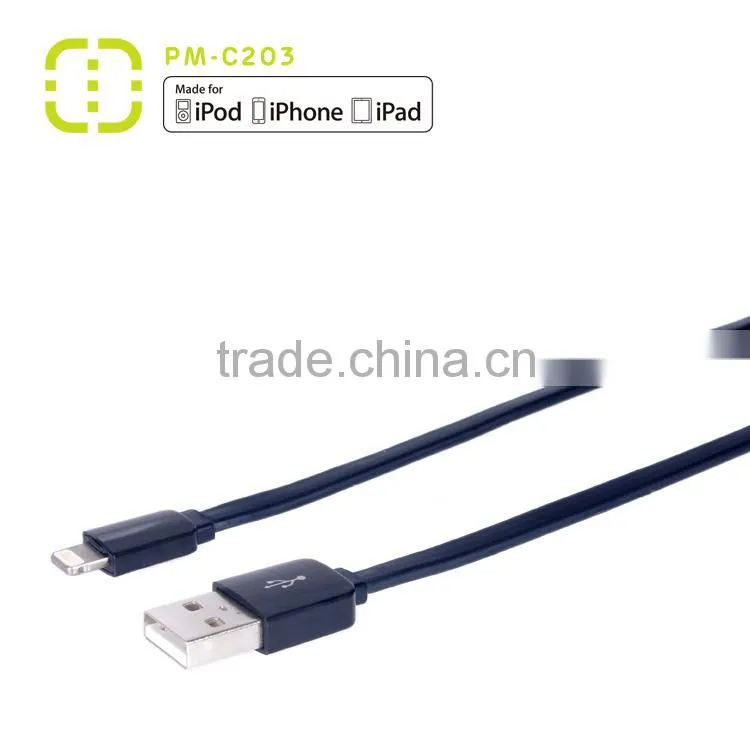 customized mfi flat charging cable with ABS housing