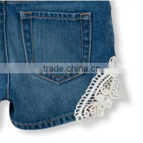 Children Hot Pants Lace Jeans Denim Shorts
