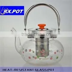 2016 New Design Gifted High Quality Borosilicate Pyrex Glass Tea Pot With Stainless Steel Infuser 1500H