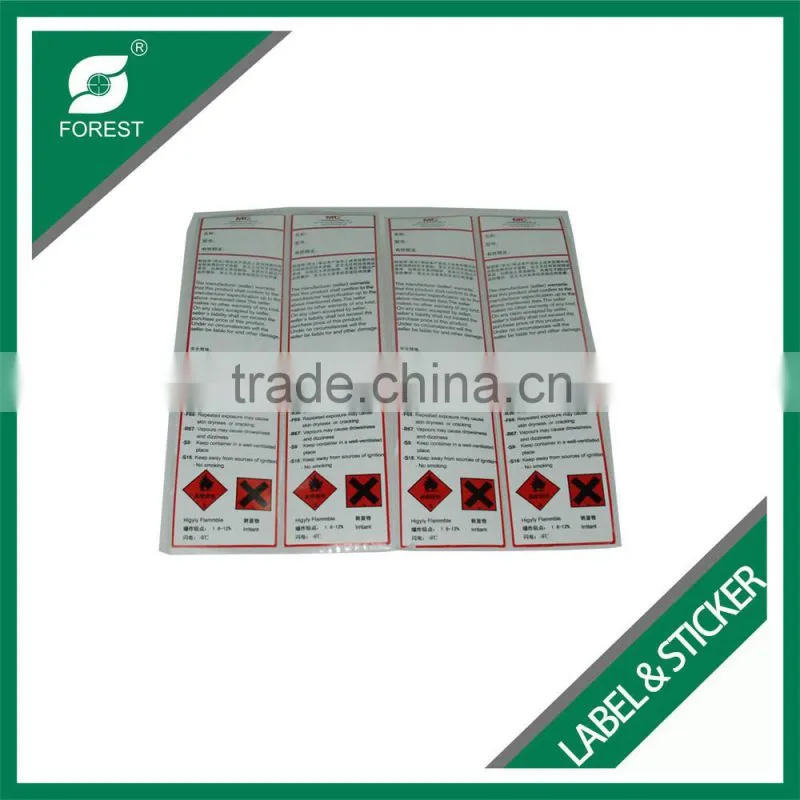 HIGH QUALITY ART PAPER WARNING LABELS WITH FULL COLOR PRINTING CHEAP STICKERS ROLL FOR CHEMICALS