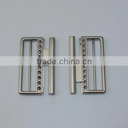 Jacket metal double clip buckle, stones decorating buckle