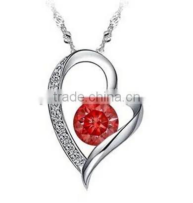 Silver Heart Necklace Crystal - Stylish Crystal Pendant Fashion Designer Jewelry Gift for Valentine's Day