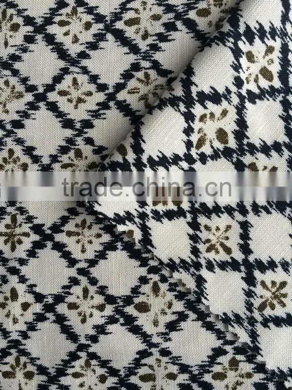 30s/2*14s High Quality Printed Linen Viscose Interwoven Fabric