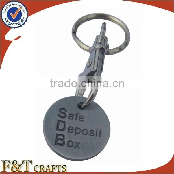 promotional shopping trolley coin keychain token coin keychain with logo