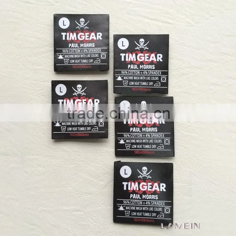 satin tape silk screen printed main mark care label for leather bag