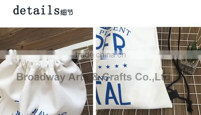 Wholesale Top Quality Custom printing Canvas drawstring Bag