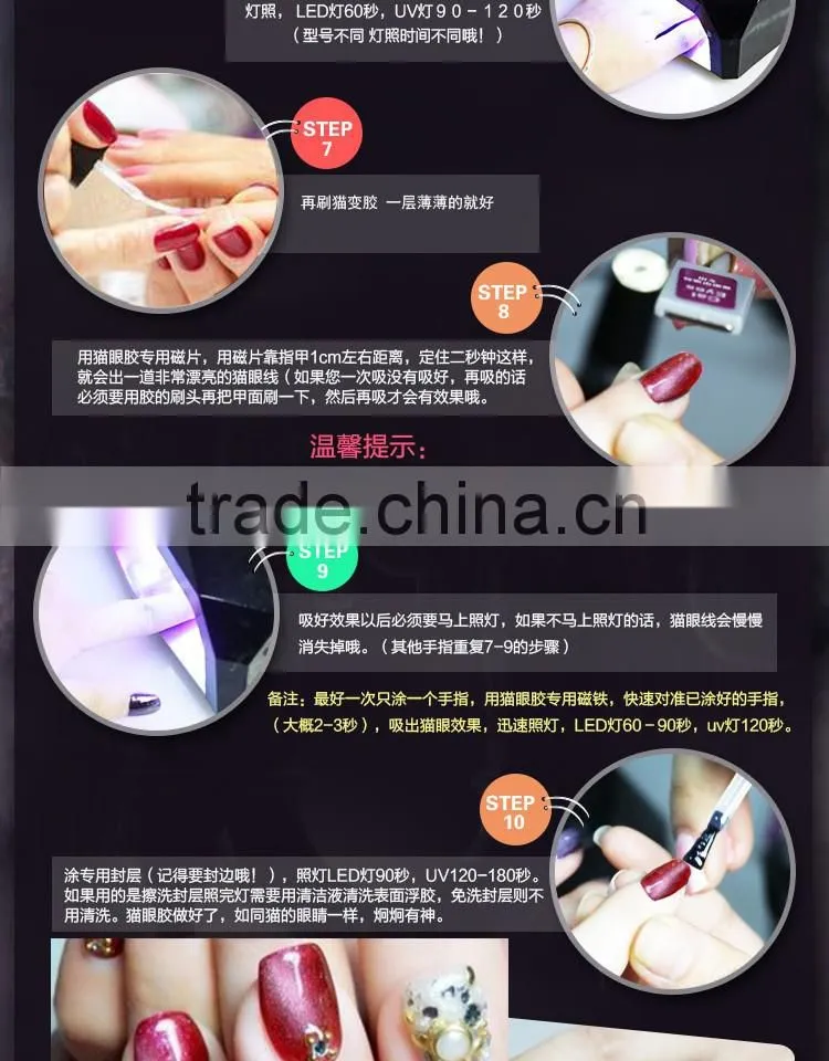 6ml Cat Eye Changing Gel Nail Polish Soak Off UV Color Gel, Different Colors of Cat Eye Effect Beauty Gel Polish