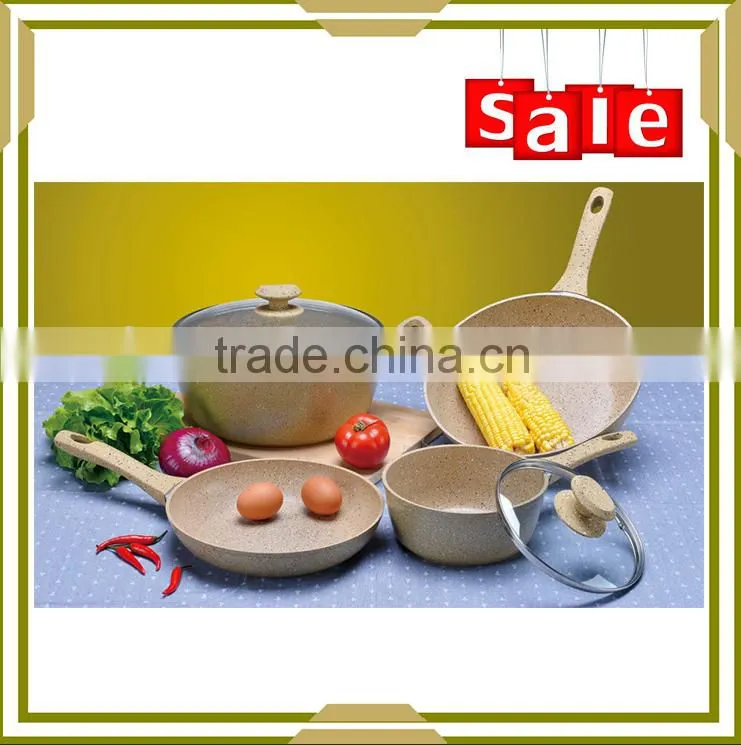 4PC aluminium colorful marble coating non stick cookware sets