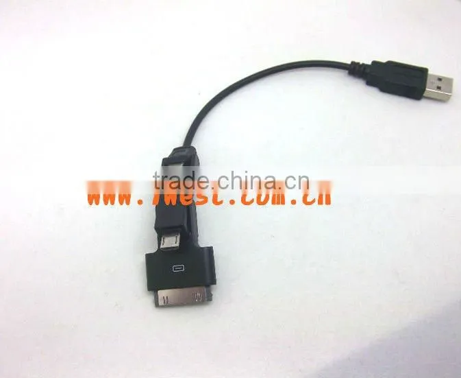 3 in 1 Universal sync/charge usb cable for iphone/micro usb/mini usb adapter