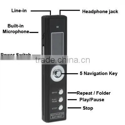 Support Telephone Recording Monitor Digital Voice Recorder with MP3 Player Function