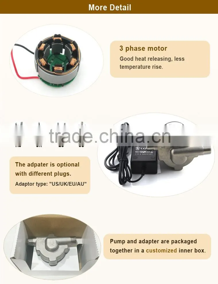 Stainless steel pump head and chamber beer brewing pump