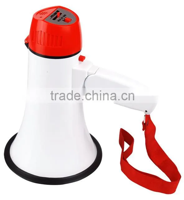 portable megaphone with sliding talk and siren switch button