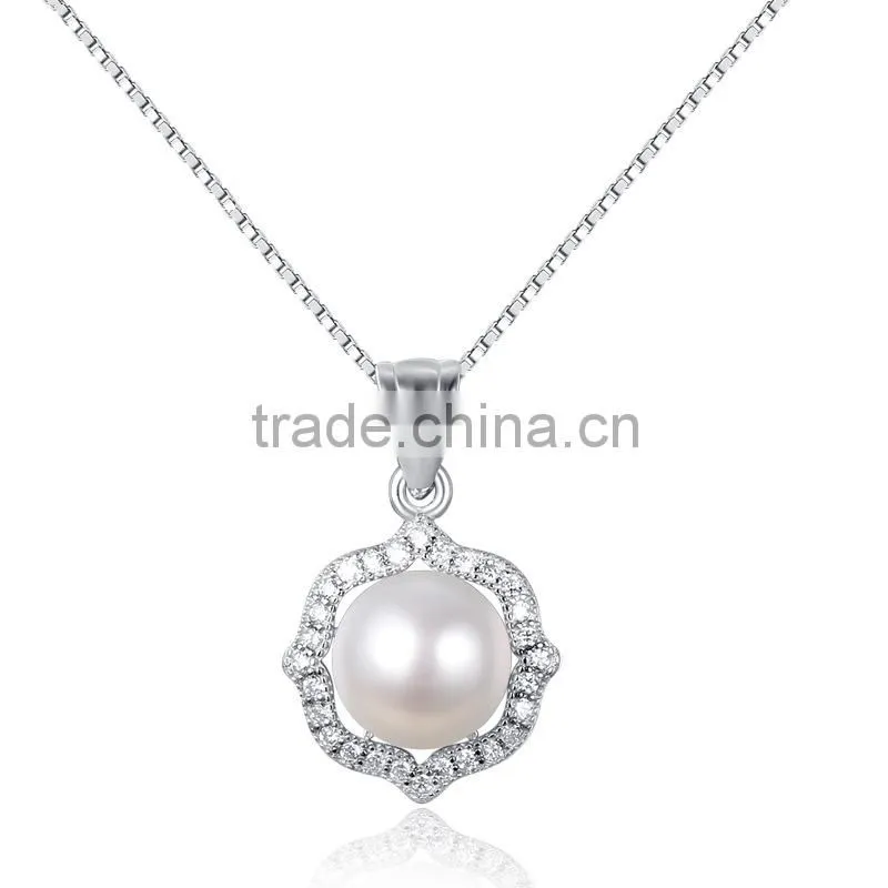 2015 new design freshwater pearl jewelry set jewelry in silver