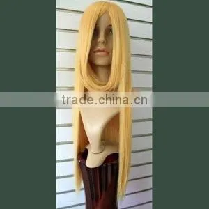 heat resistant long golden cosplay wigs