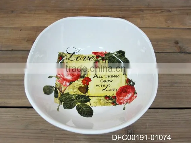 wholesale rose decal ceramic salad plate