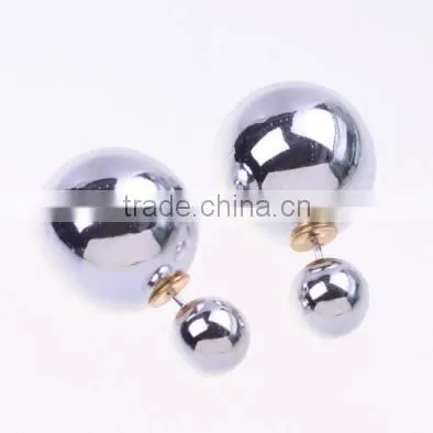 Wholesale fashion candy color jewelry big pearl earrings new arrival double pearl pendientes women's trendy stud earrings