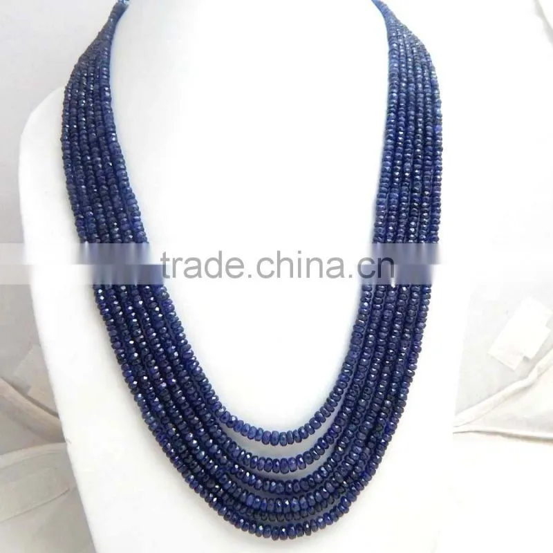Natural Royal Blue Sapphire Roundel Faceted Beads