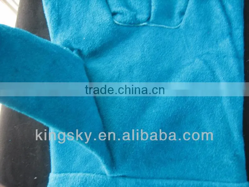 BC grade green color cow split welding glove