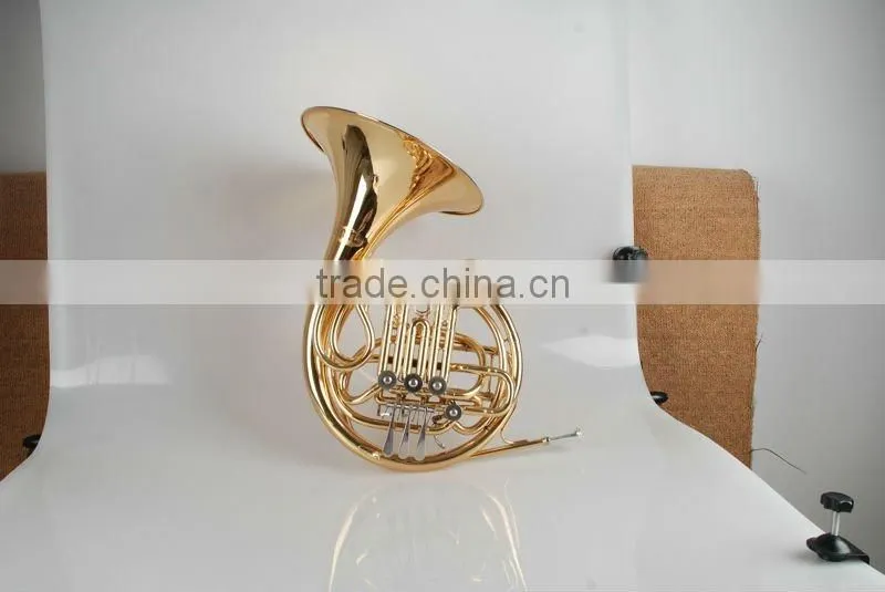Gold lacquer yellow brass French horn