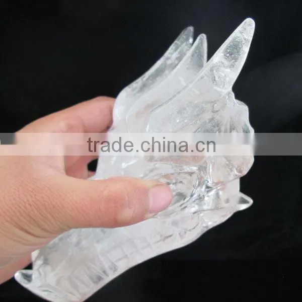 Natural Clear Quartz Crystal Dragon Head Skull / Crystal Dragon Skull Model