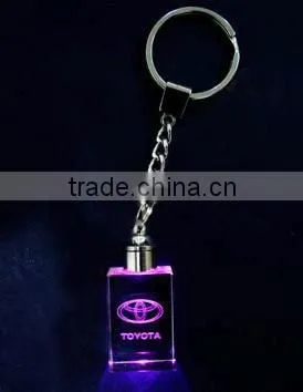 2016 Custom design beautiful laser crystal keychain