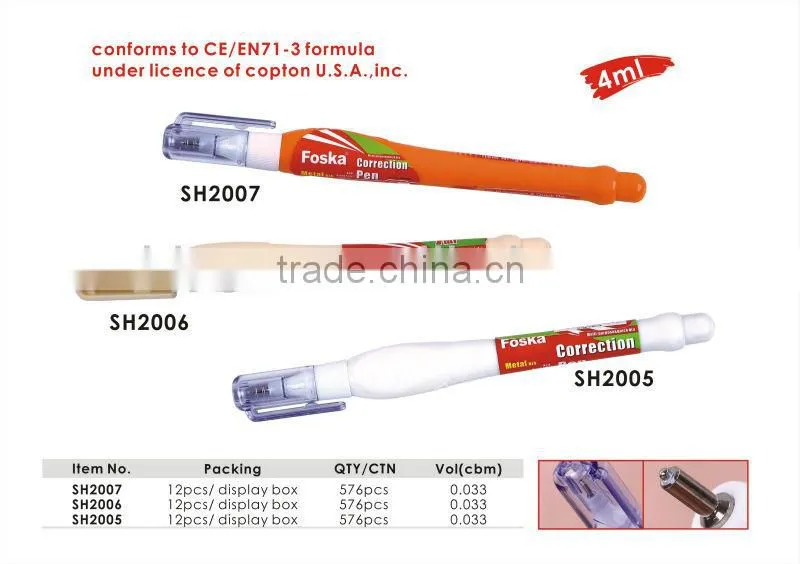 4ml European Quality metal-tip Correction Fluid / Correction Pen/liquid Correction.
