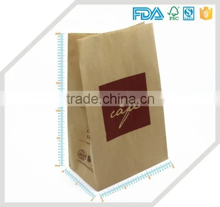 Oem accepted kraft paper coffee bags,brown bakery food craft bag