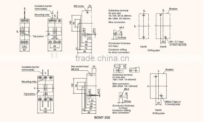 BDM7 NF-SS MCCB 50A 3P MOULDED CASE CIRCUIT BREAKER