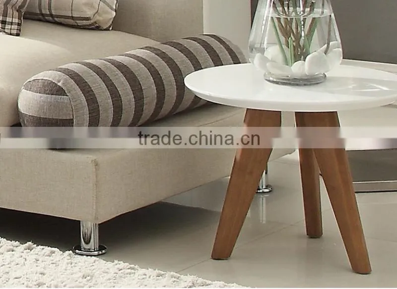 Small semi circle wood side table with metal legs