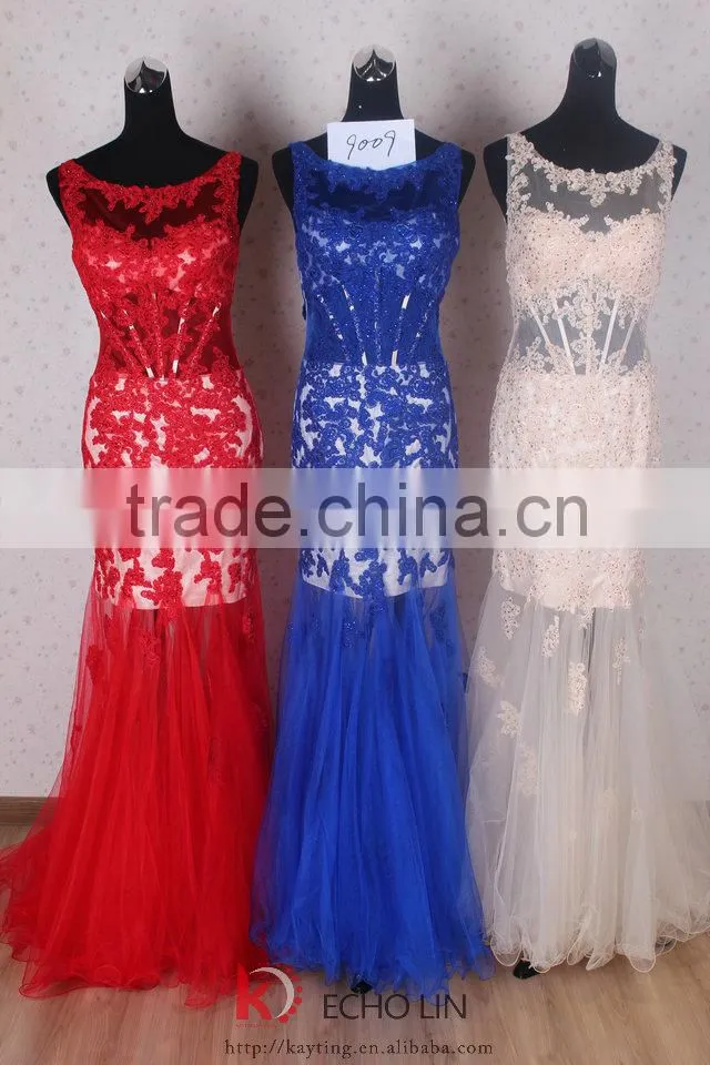 Elegant beautiful embroidery transparent back design elegant evening summer dresses