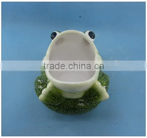 Glazed ceramic garden pot, pottery garden decoration frog flower pot