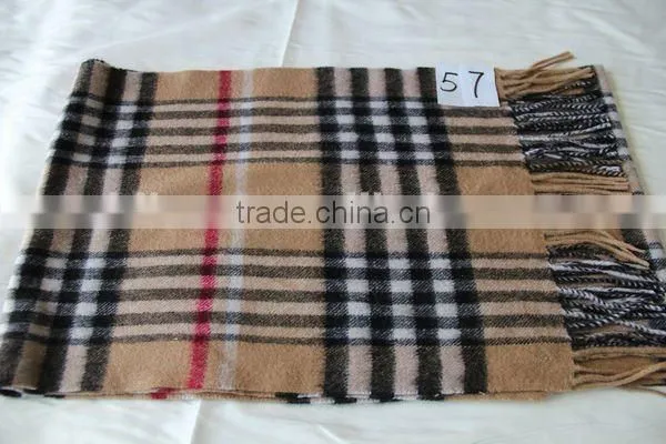 wool/cashmere blended checked scarfs for men
