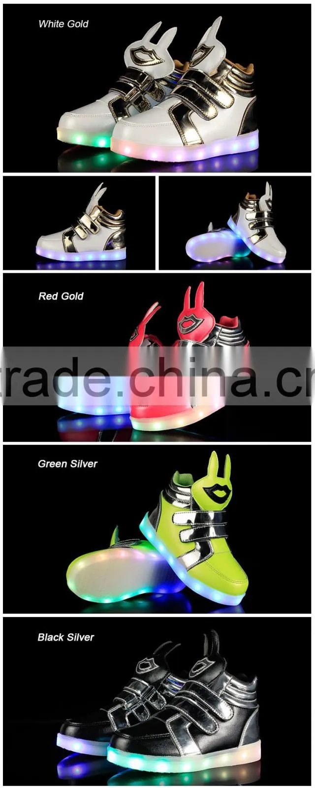 2016 The Newest Fashionable High Neck Kid Shoe LED Light Up Shoe