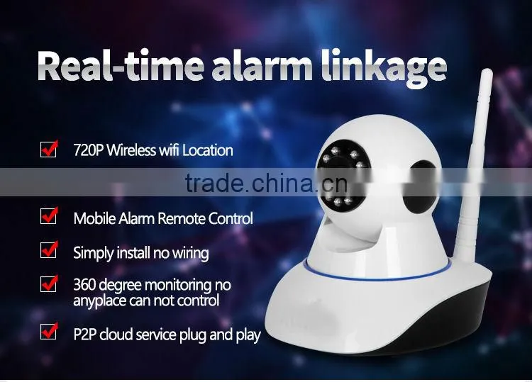 wireless home alarm system wifi ip camera with linkage alarm system