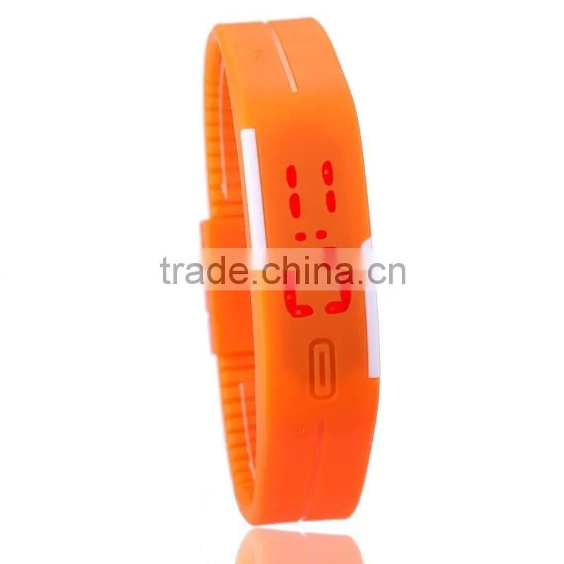 Fashion rectangle Bracelet boys girls Touch LED Watch Sport digital sports watchs unisex jelly candy rubber silicone wristband