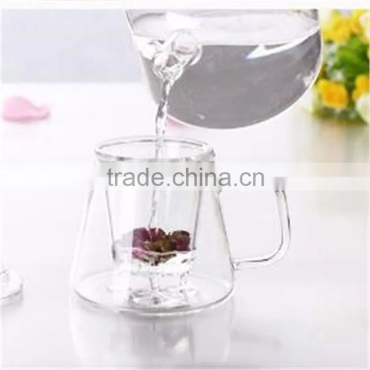 High quality 350ml heat resistant borosilicate glass tea cup/pot hand-made