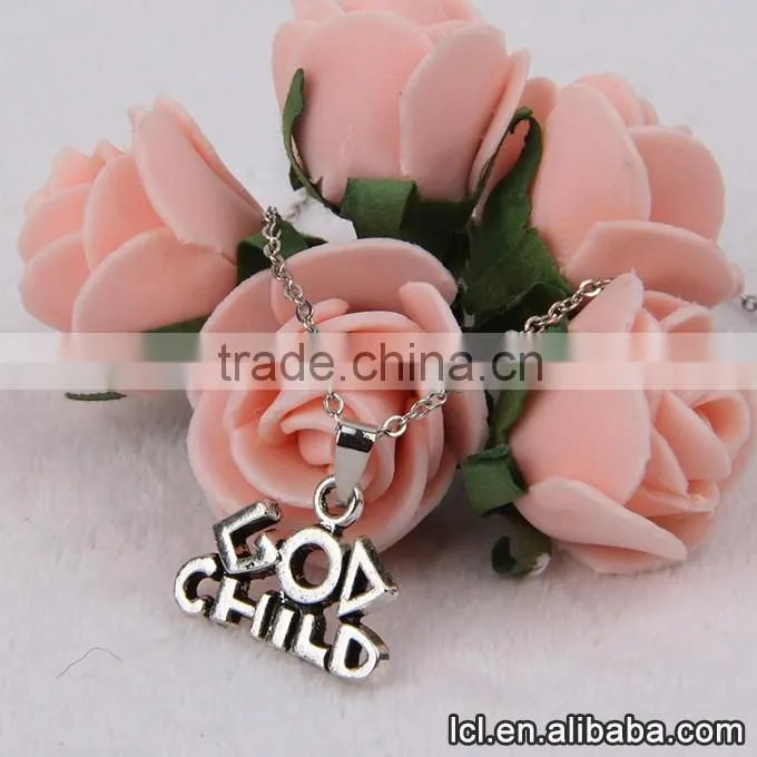 Fashion imitation jewelry necklace, antique imitation silver religious bead necklace with fish pendant