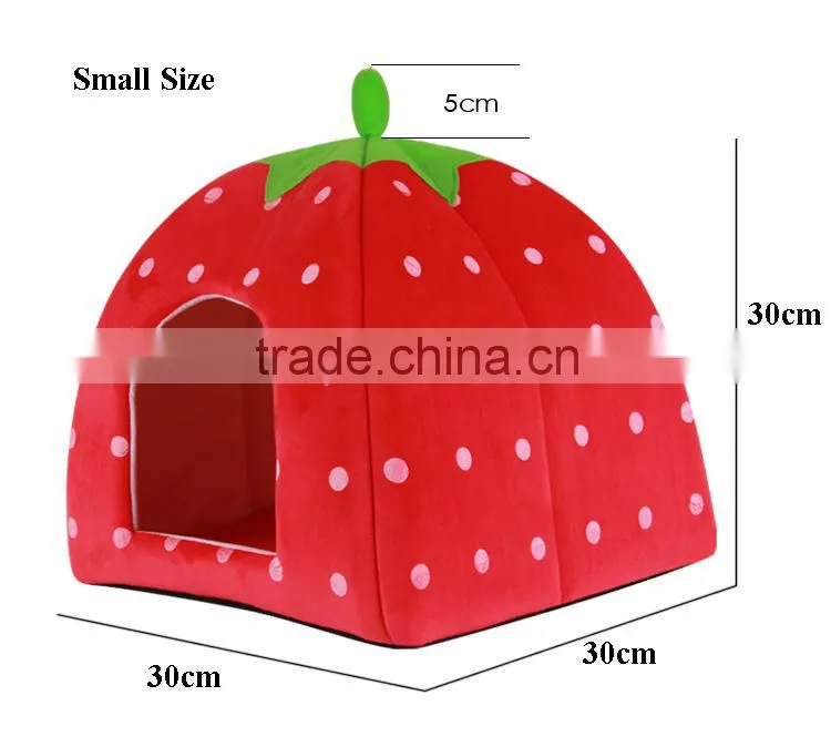 Comfortable material folding kennel Strawberry shape design dog bed with different color and size