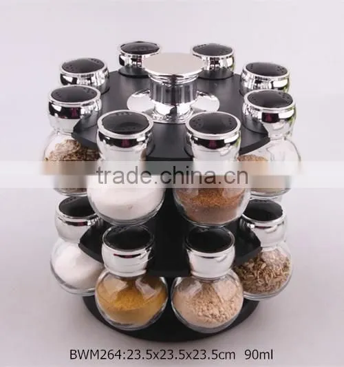 2016 16pcs glass spice jar set with plastic stand