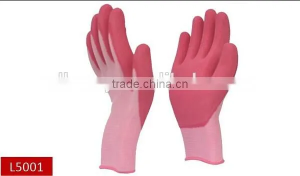 polyester crinkle latex grip work glove