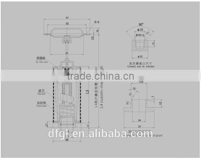 Industrial Machines XNL160* Hydraulic Tank Mounted Return Line Filter Series For Hydraulic System