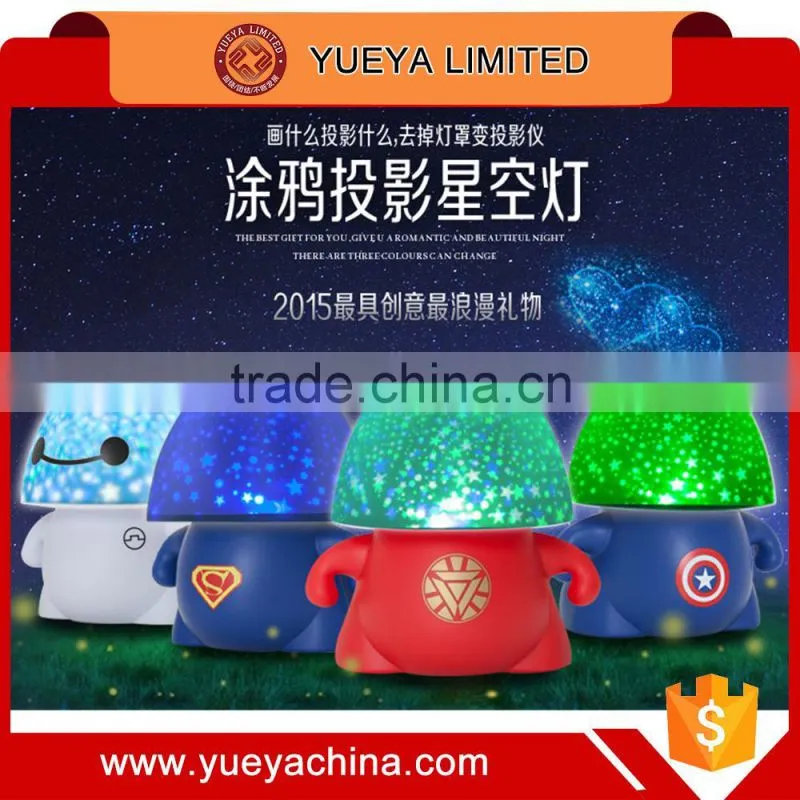 rotatable 3 colors LED starry night projection lamp-cartoon designed