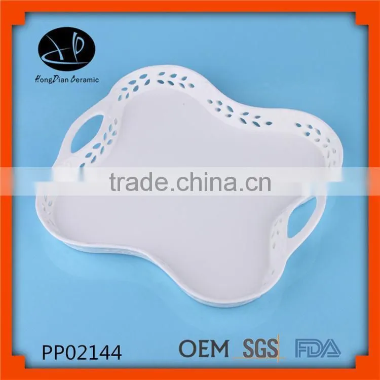 Oval porcelain plate,oval ceramic decorative plate with decal