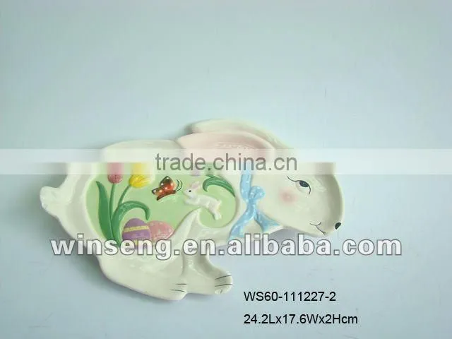 Cheap Price Ceramic Easter Rabbit Design Fruit Plate