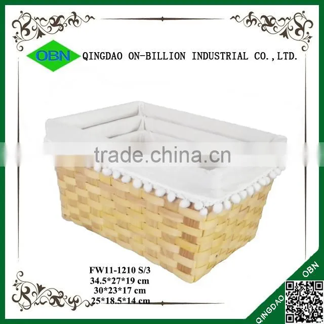 Wood chip eco-friendly basket with white liner