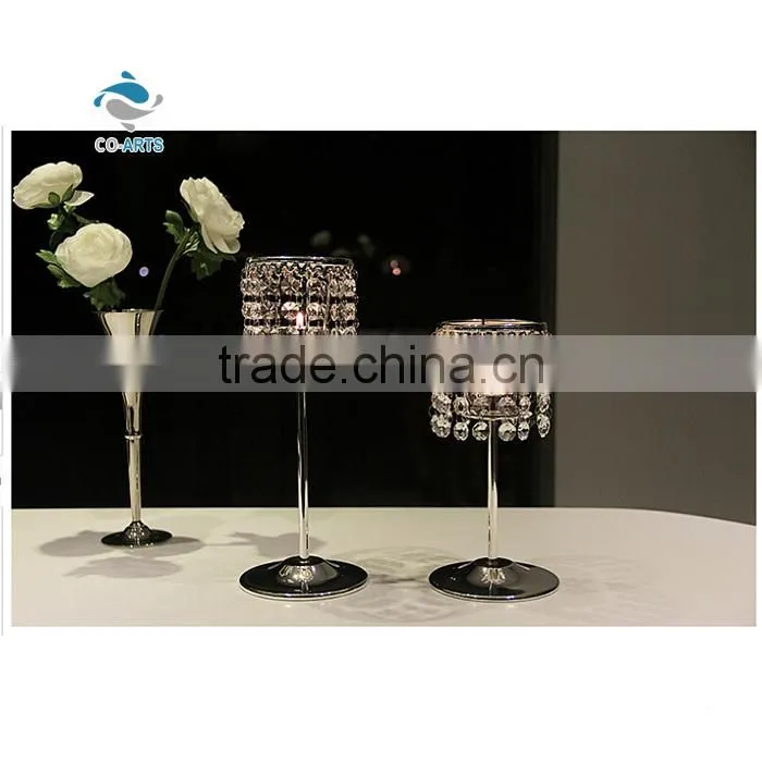 2015 Good quality home table decoration white crystal candlestick