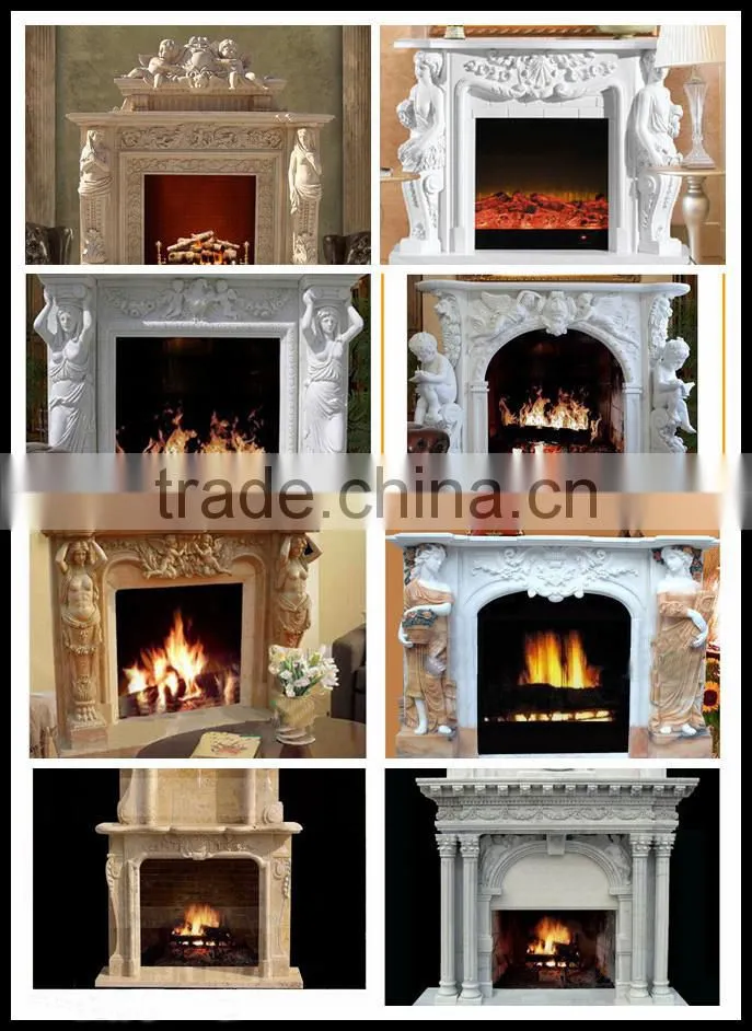Indoor Used Artifical Fireplace Mantel, Beige Stone Fireplace