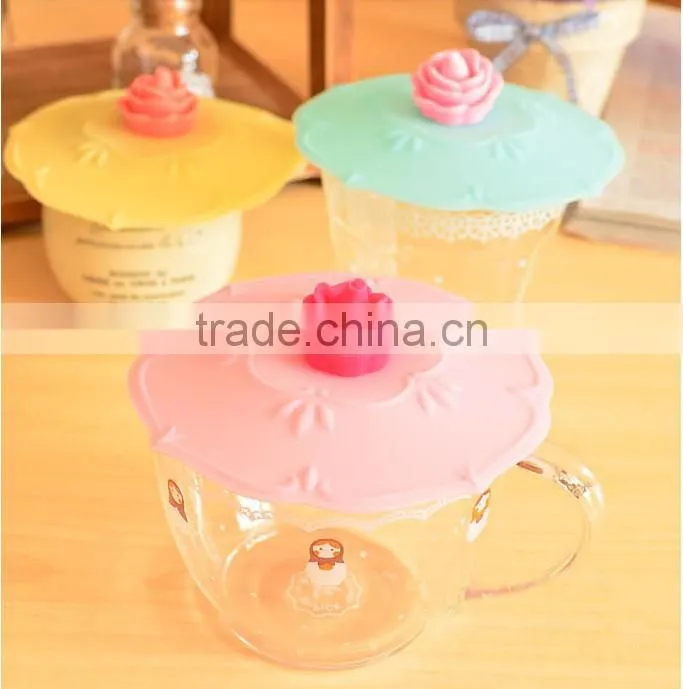 Cute Rose Silicone Watertight Cup/Mug Lid Cover