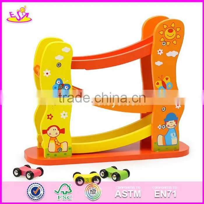 2017 new design 3 levels kids cartoon wooden toy race track W04E051